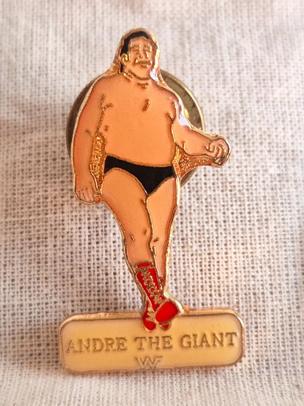 Vintage 1980s WWF Andre the Giant Wrestling Enamel Lapel Pin Titan Sports Rare